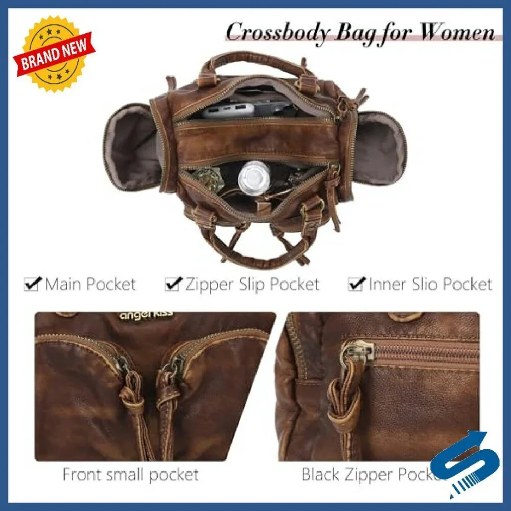 Small Vegan Leather Hobo Crossbody Bag with Multiple Carrying Options
